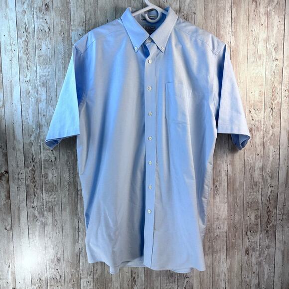 LL‎ Bean Oxford Shirt Mens 17 Tall Blue Traditional Fit Wrinkle-Free Button Up - Picture 1 of 7